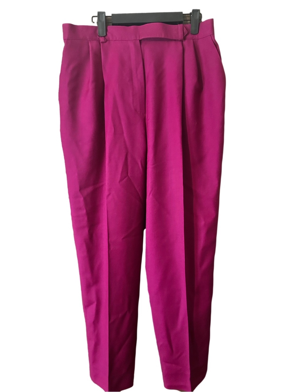 Fashion Selectors High-Waist Pleated Trousers Fuchsia 100% Wool Vtg Sz 16 Retro